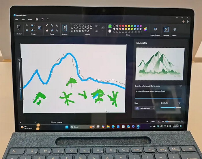 В Microsoft Paint добавлен ИИ-генератор Cocreator